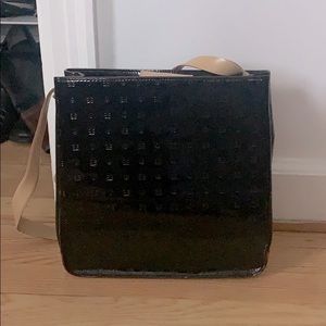 Arcadia Black Patent Leather Satchel Bag